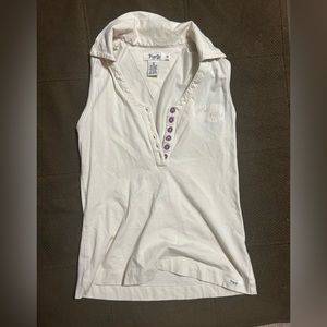 Trigelle white witch tank top with flower pattern on the back